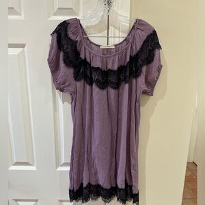 Purple dress with black lace size large tag is missing